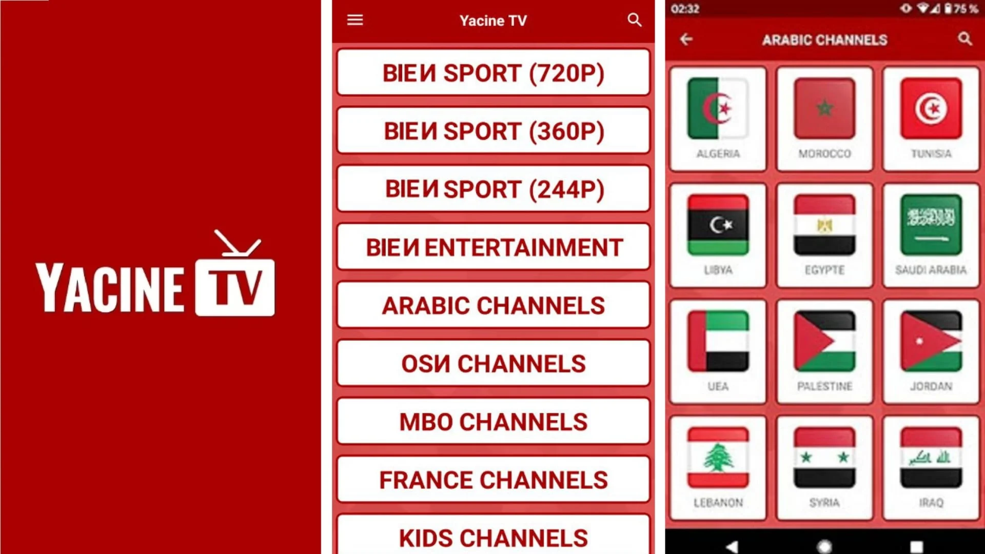 Yacine TV PC Interface - Full Screen View